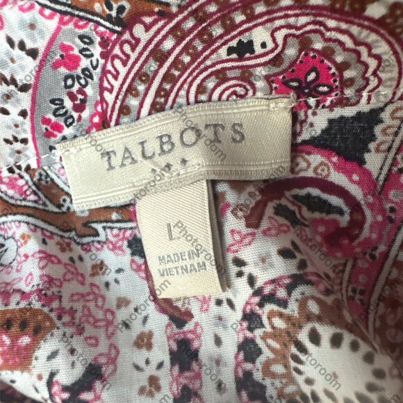 Talbots Pink Paisley Large Long Sleeve Button Cotton Shirt - Picture 4 of 5